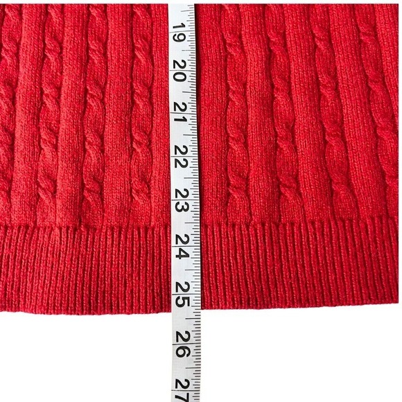 Talbots Cable Knit Red Sweater 2XP Plus Petite Cotton Blend Classic Crewneck Top - Picture 9 of 9